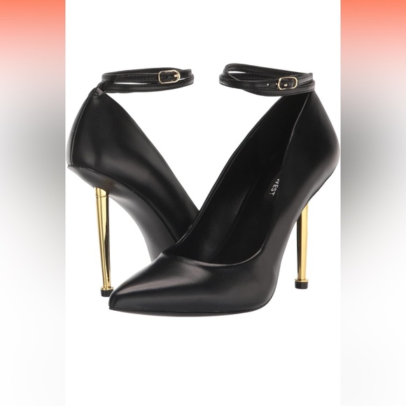 Nine West Shoes - Nine West Black Heels with Gold Accents